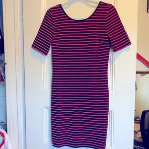 Annabella Striped Pink and Black Bodycon Dress